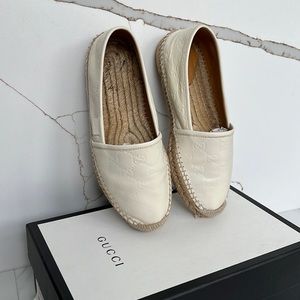 GUCCi leather guccissima cream espadrille 37.5 US7.5